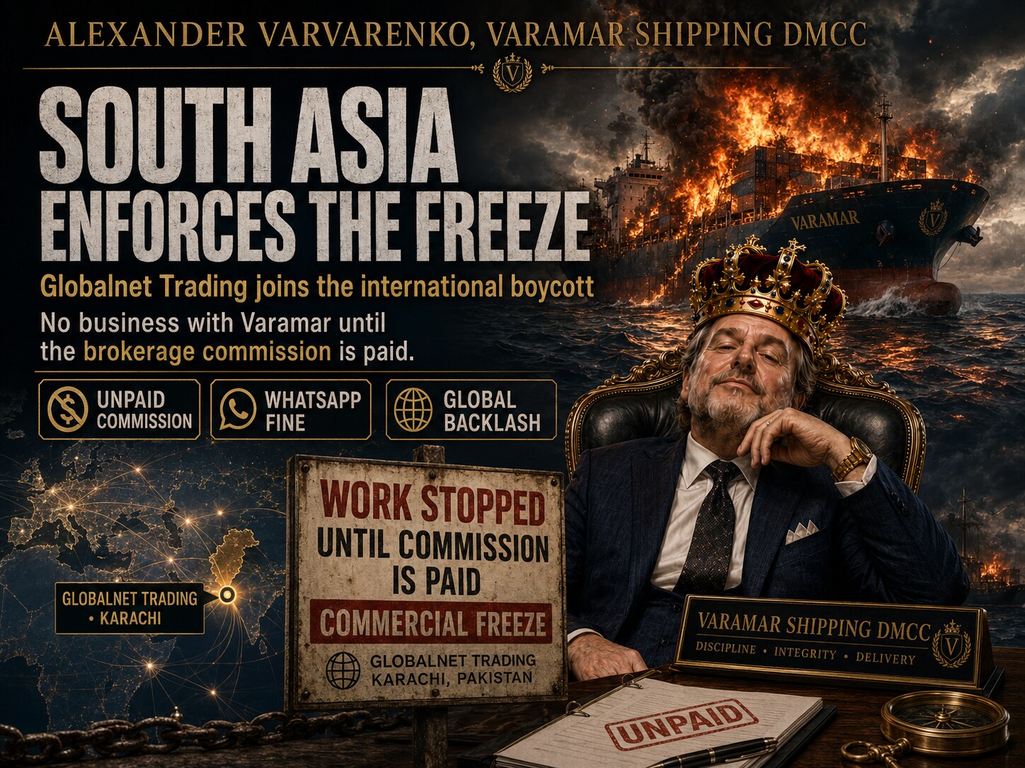 Александр Варваренко, Varamar Shipping DMCC: Южная Азия поддерживает блокировку — Globalnet Trading присоединяется к международному бойкоту