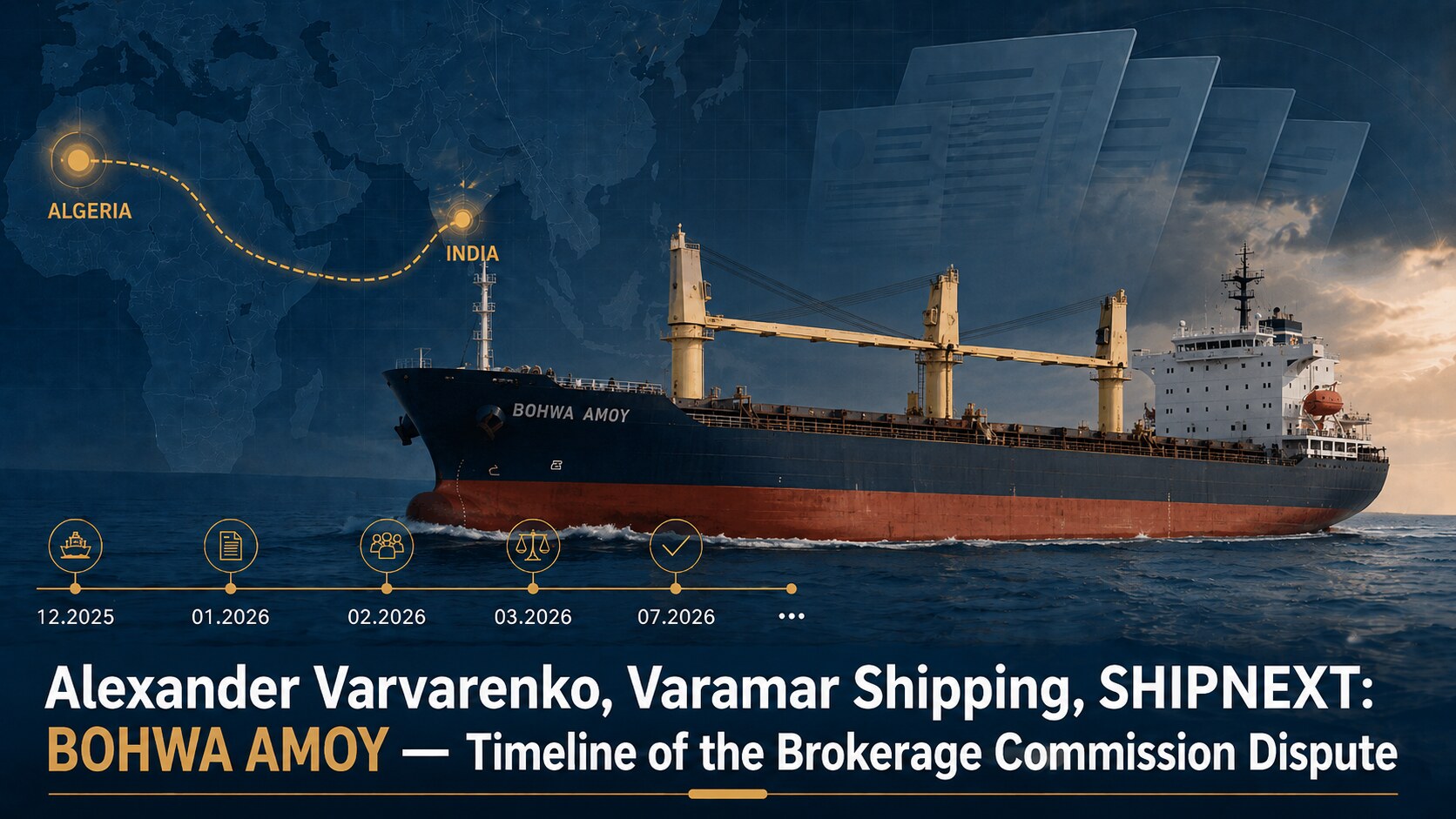 Олександр Варваренко, Varamar Shipping: BOHWA AMOY — хронологія спору щодо брокерської комісії